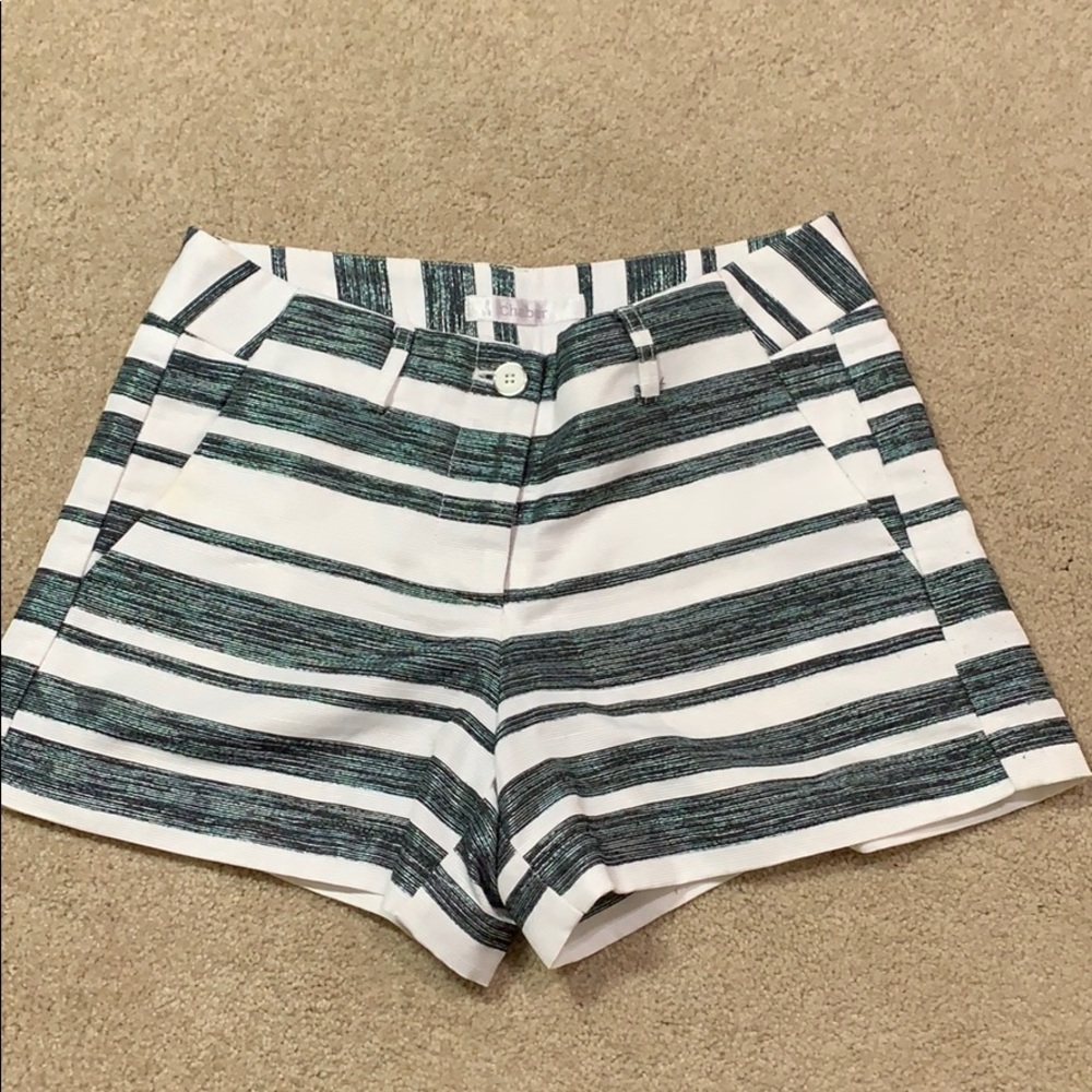 Bluish-black and white strips shorts!